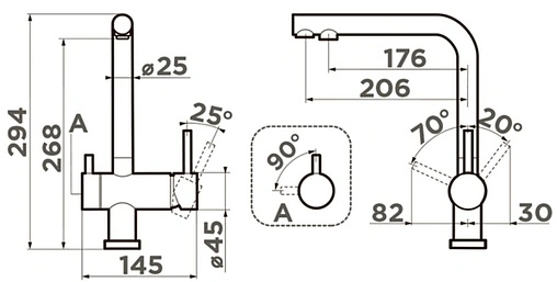 Смеситель для кухни с подключением к фильтру Omoikiri Nagano-BL чёрный/хром 4994047