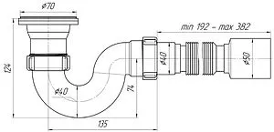Сифон для душевого поддона Ани Пласт хром E115, 2