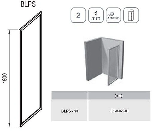 Боковая стенка 900мм прозрачное стекло Ravak Blix BLPS-90 9BH70C00Z1