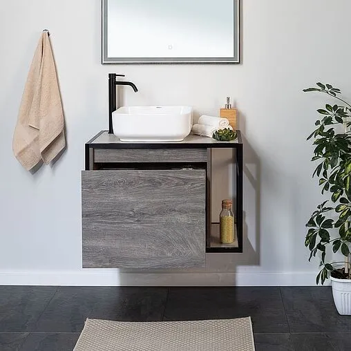 Тумба под умывальник подвесная Aquanet Nova Lite LOFT 75 L дуб рошелье 00261654