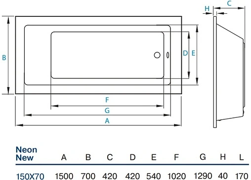 Ванна акриловая Koller Pool Neon new 150х70