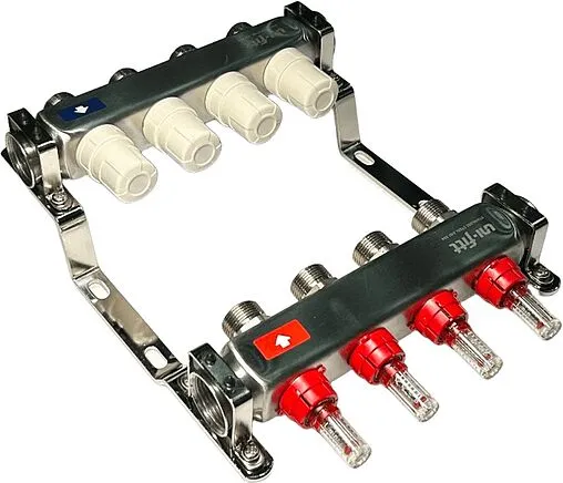 Группа коллекторная с расходомерами 4 отвода 1&quot;в/в x ¾&quot;ек Uni-fitt OPTIMAL 450B4304.RU