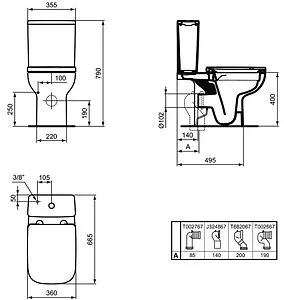 Унитаз-компакт безободковый Ideal Standard I.Life A RimLS+ белый T472101+T472301 Унитаз-компакт безободковый Ideal Standard I.Life A RimLS+ белый T472101+T472301, 2