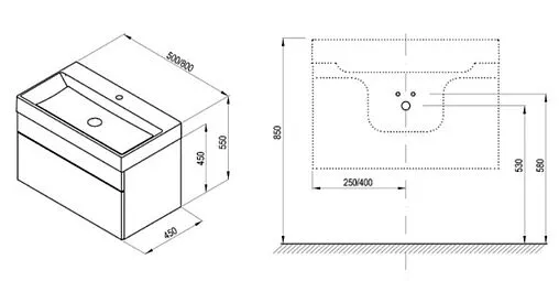 Тумба-умывальник подвесная Ravak SD Step 80 белый X000001783+
