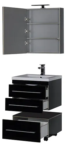 Шкаф-зеркало Aquanet Верона 58 L чёрный 00175384