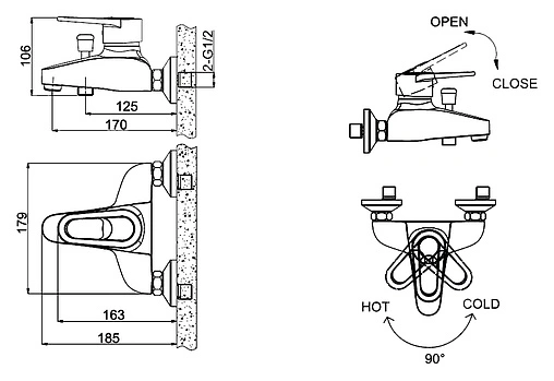 Смеситель для ванны Bravat Loop хром F6124182CP-01-RUS