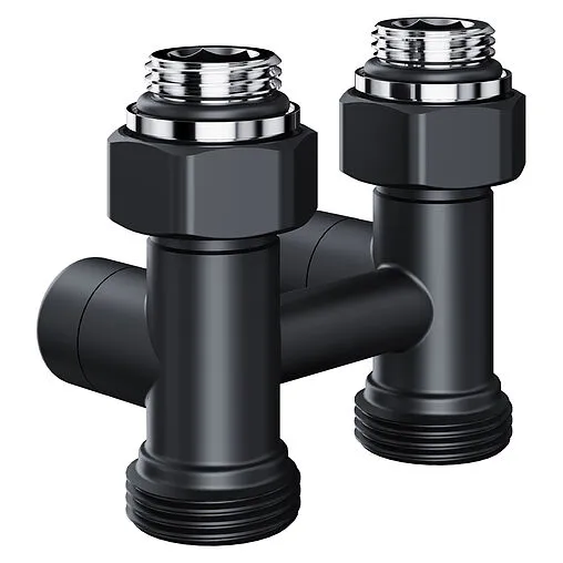 Узел нижнего подключения радиатора прямой ¾"ек x ¾"ек (½"н) Royal Thermo Design черный RANDP11234BL