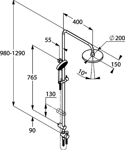 Душевая система без смесителя Kludi Zenta хром 6609105-00