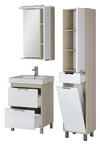 Шкаф-зеркало Aquanet Гретта 60 R белый/светлый дуб 00173985