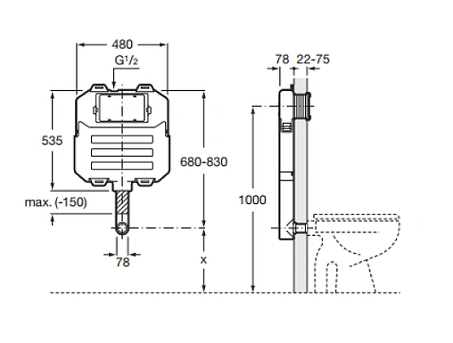 Смывной бачок скрытого монтажа Roca Basic Tank Compact 890080200 Смывной бачок скрытого монтажа Roca Basic Tank Compact 890080200