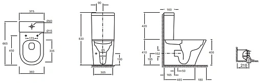 Унитаз-компакт безободковый Jacob Delafon Rodin+ Rimless белый UJAB102-00+ETAB232-00