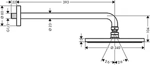 Лейка верхнего душа с настенным креплением Hansgrohe Raindance S 240 1jet PowderRain хром 27607000, 2