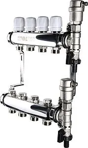 Группа коллекторная без расходомеров 4 отвода 1&quot;в/в x ¾&quot;ек Valtec VTc.588.EMNX.0604, 1