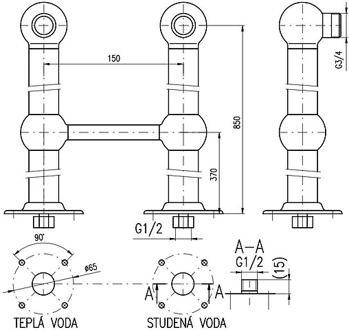 Стойки удлиняющие для смесителя Rav Slezak бронза SD0100SM