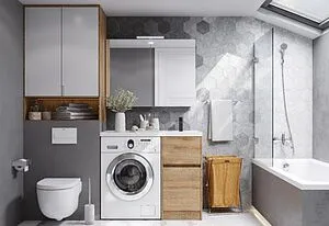 Тумба-умывальник напольная над стиральной машиной Aquaton Лондри 105 R дуб сантана 1A2670K1LH0C0+, 4