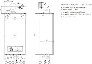 Настенный конденсационный газовый котел двухконтурный турбированный 30кВт Meteor M30 C30 10680628001, 2