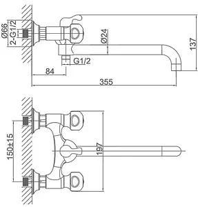 Смеситель для ванны с длинным изливом D&K Hessen Kassel хром DA1423301 Смеситель для ванны с длинным изливом D&K Hessen Kassel хром DA1423301, 2