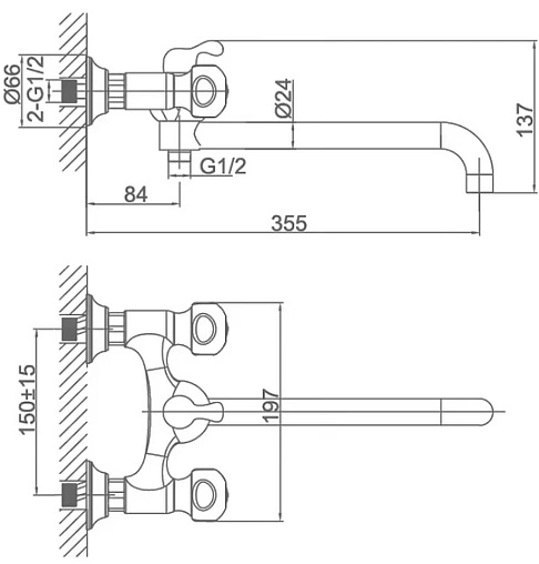 Смеситель для ванны с длинным изливом D&amp;K Hessen Kassel хром DA1423301