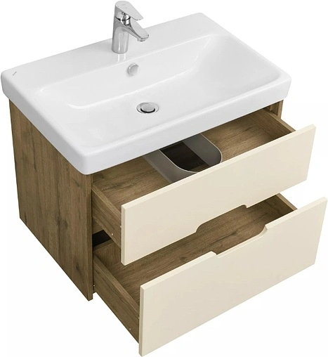 Тумба под умывальник подвесная Aquaton Оливия 70 бежевый/дуб веллингтон 1A254301OLVG0 Тумба под умывальник подвесная Aquaton Оливия 70 бежевый/дуб веллингтон 1A254301OLVG0