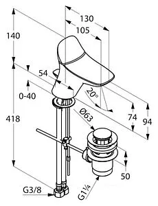 Смеситель для раковины Kludi Ambienta хром 530290575 Смеситель для раковины Kludi Ambienta хром 530290575, 2