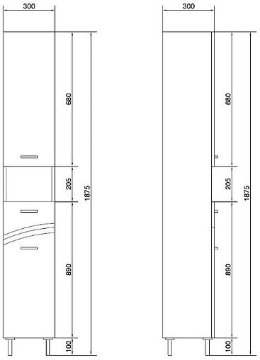 Шкаф-пенал напольный с бельевой корзиной Cersanit Erica New 30 белый F-SL-ERN-Ko-P