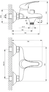 Смеситель для ванны Rossinka хром A35-30, 2