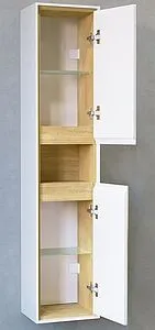 Шкаф-пенал подвесной Jorno Glass 32 белый/дуб Gla.04.150/P/W Шкаф-пенал подвесной Jorno Glass 32 белый/дуб Gla.04.150/P/W, 3