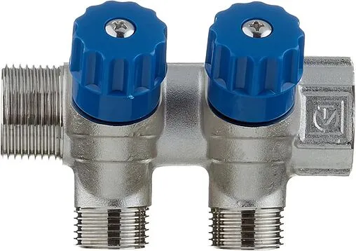 Коллектор регулирующий проходной 2 отвода ¾&quot;в/н x ½&quot;к Valtec VTc.560.N.0502