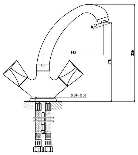 Смеситель для кухни Gross Aqua Trio хром 6015029C-B03