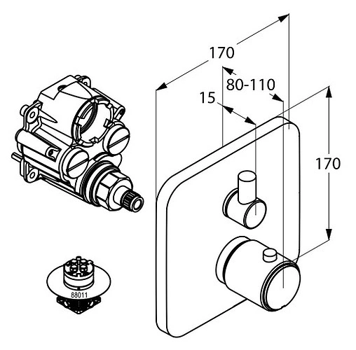 Термостат для 1 потребителя Kludi E2 хром 498350575 Термостат для 1 потребителя Kludi E2 хром 498350575