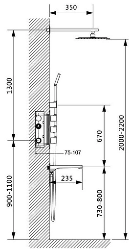 Душевая система с термостатом для ванны Timo Petruma черный матовый SX-5149/03SM