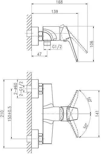 Смеситель для душа Cersanit Flavis хром 63036 Смеситель для душа Cersanit Flavis хром 63036