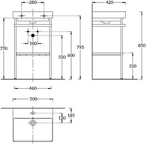 Консоль с умывальником напольная Kerama Marazzi Pro 50 чёрный PRO.50.01\BLK.M+PROR.wb.50+PRO.sh.50\WHT.M, 2