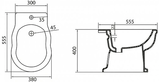 Биде напольное BelBagno Boheme белый BB115B