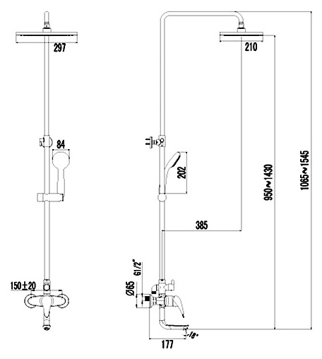 Душевая система со смесителем для ванны Lemark Poseidon хром LM4262C