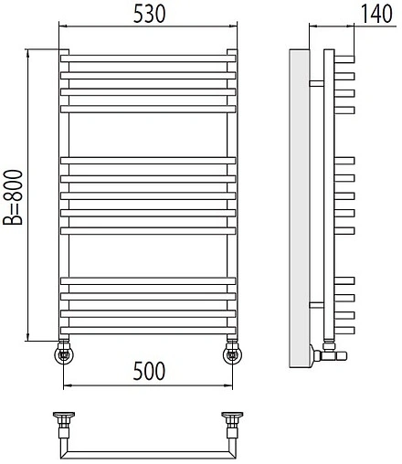 Полотенцесушитель водяной лесенка Terminus Берн П13 500х800 полированная сталь 4670078513403