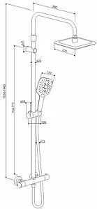 Душевая система с термостатом для душа Damixa Option чёрный матовый DX218092300, 2