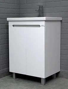 Тумба-умывальник напольный Айсберг Аура 60 белый DA2502T+S-UM-COM60/1-w, 3