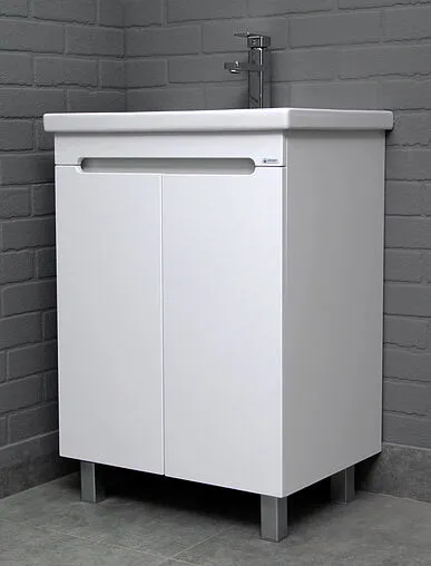 Тумба-умывальник напольный Айсберг Аура 60 белый DA2502T+S-UM-COM60/1-w