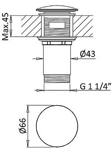 Выпуск автоматический для раковины с переливом Cezares хром CZR-B-SOC-01 Выпуск автоматический для раковины с переливом Cezares хром CZR-B-SOC-01, 2