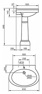 Раковина Cezares Primo 61 белый CZR-399-T, 2