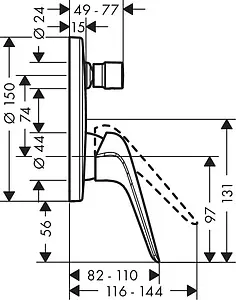 Смеситель для ванны скрытого монтажа Hansgrohe Novus хром 71045000 Смеситель для ванны скрытого монтажа Hansgrohe Novus хром 71045000, 2