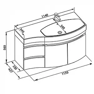 Тумба под умывальник подвесная Aquanet Опера 115 R белый 00169654, 2