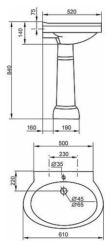 Раковина Cezares Primo 61 белый CZR-399-T