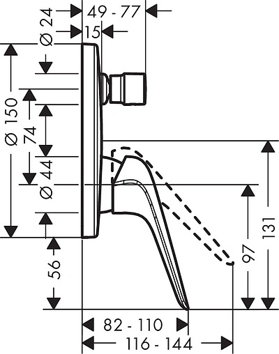 Смеситель для ванны скрытого монтажа Hansgrohe Novus хром 71045000