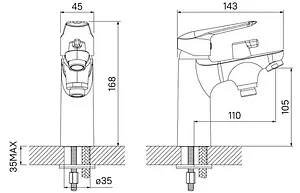 Смеситель на борт ванны на 1 отверстие IDDIS Torr хром TORSB10i07 Смеситель на борт ванны на 1 отверстие IDDIS Torr хром TORSB10i07, 2