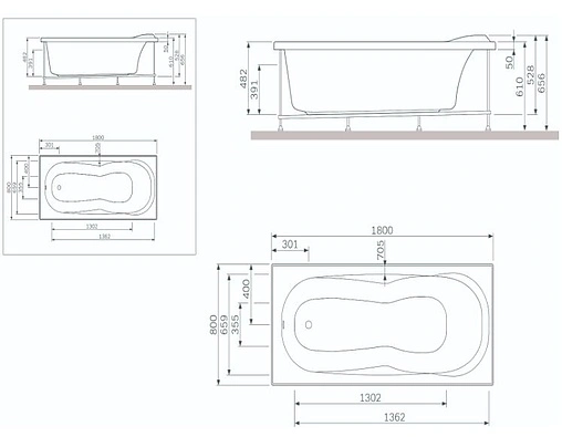 Каркас для ванны Am.Pm Bliss L 180х80 W53A-180-080W-R
