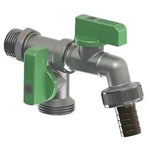 Кран шаровый со штуцером двойной ½"н x ¾"н x ¾"н / 15ш Arco Jardin Nano Doble Mac 00472 Кран шаровый со штуцером двойной ½"н x ¾"н x ¾"н / 15ш Arco Jardin Nano Doble Mac 00472, 1