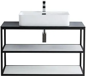 Консоль с умывальником подвесная Cezares Cadro 100 чёрный CADRO-100/46/58-2C-SO-MET-ST+ Консоль с умывальником подвесная Cezares Cadro 100 чёрный CADRO-100/46/58-2C-SO-MET-ST+, 1