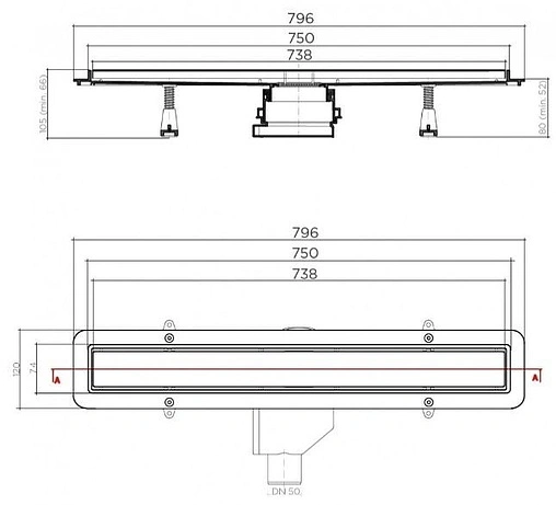 Лоток душевой Set 750мм h=52мм 0.8л/сек Pestan Betto Net Line 750 13702518 Лоток душевой Set 750мм h=52мм 0.8л/сек Pestan Betto Net Line 750 13702518